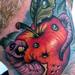 Tattoos - apple and worm neck tattoo - 62974